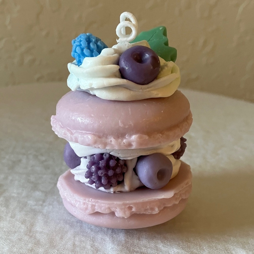 Purple Macaron Candle with Fruit Accents- floral scent